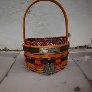 1997 Longaberger Inaugural Basket with Liner Protector Tie-On Patriotic Liner